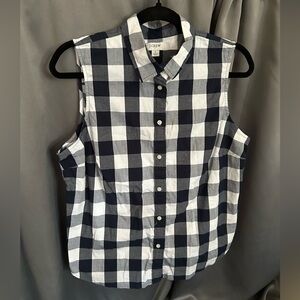 J. Crew navy and white gingham top